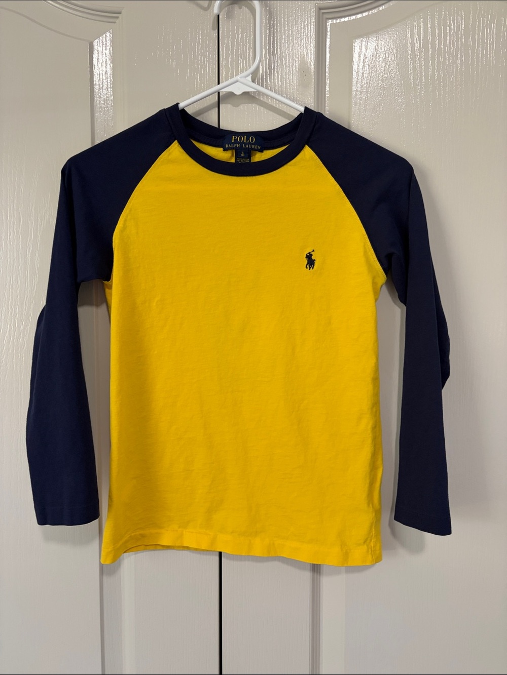Polo by Ralph Lauren Yellow Front with Navy Raglan Long-Sleeve Tee